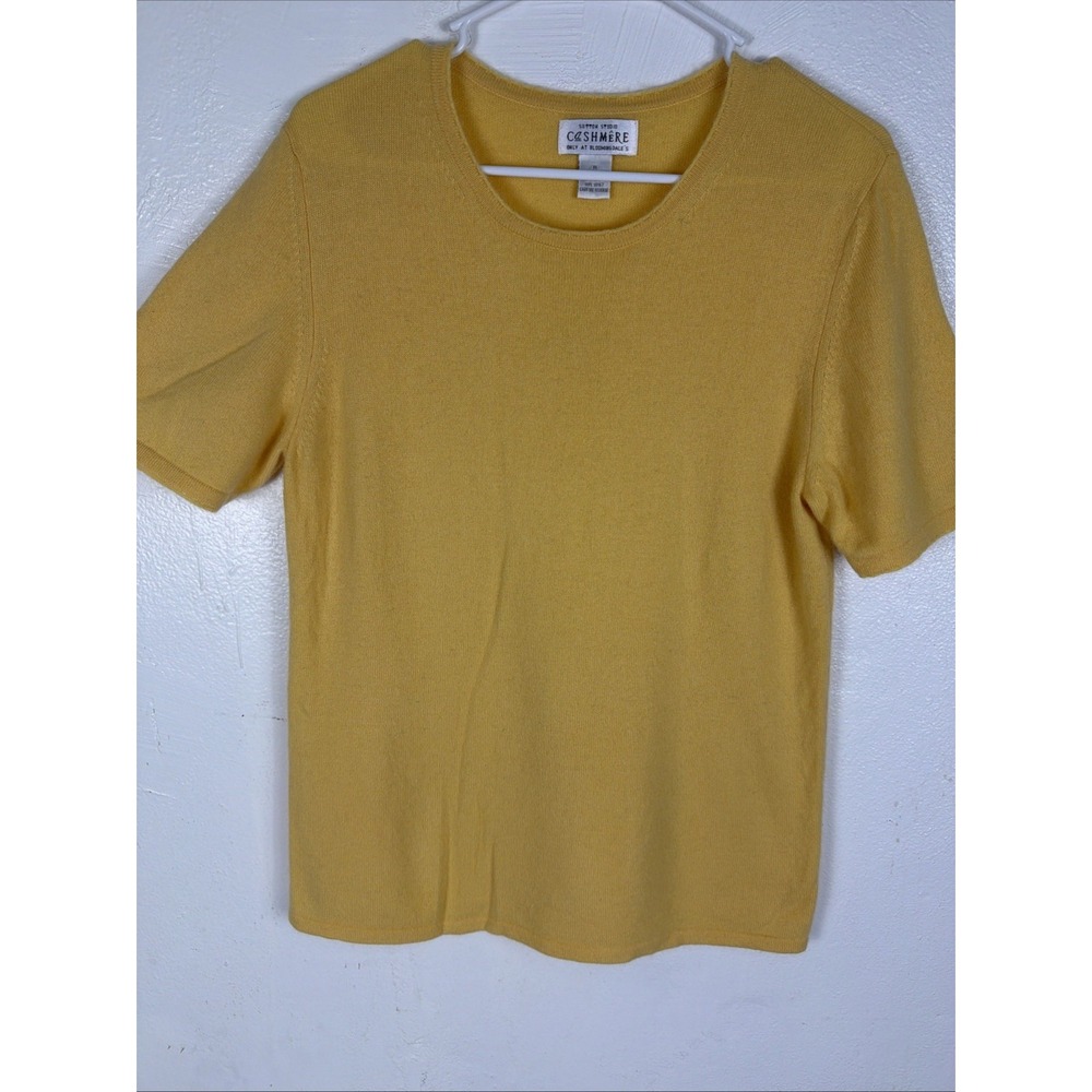 Sutton studio‎ 100% Cashmere Women Yellow Short Sleeve Top XL